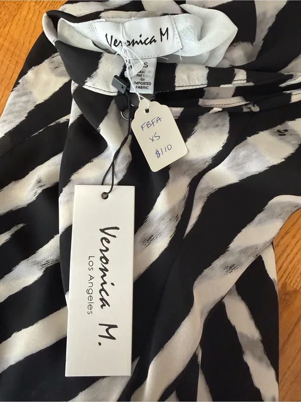 Veronica M Black and White Zebra-Stripe Maxi Slip Dress - Image 6