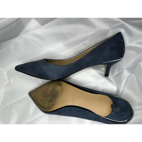 Zara Basic Gorgeous Blue Grey Suede Look Pumps with Silver-Tone Detail - Image 4