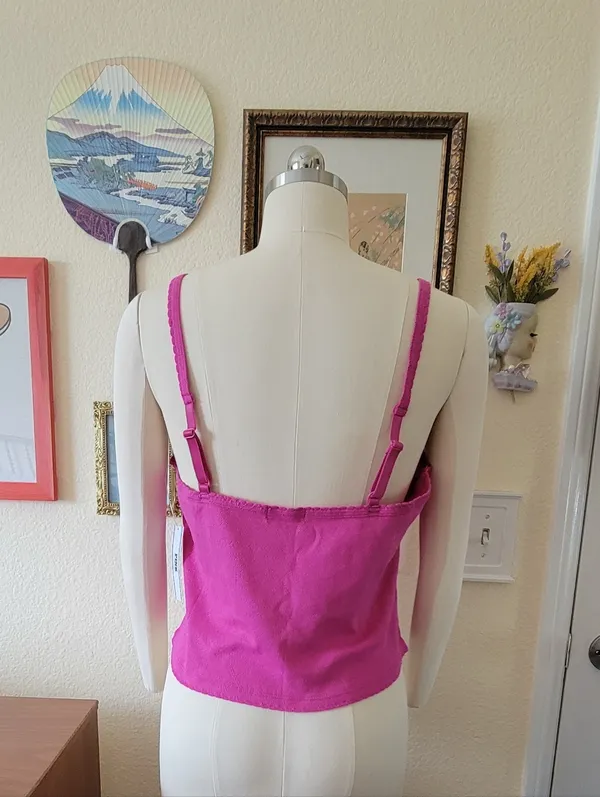 NWT PINK Pointelle Henley Cami in Pink Fire - Image 4