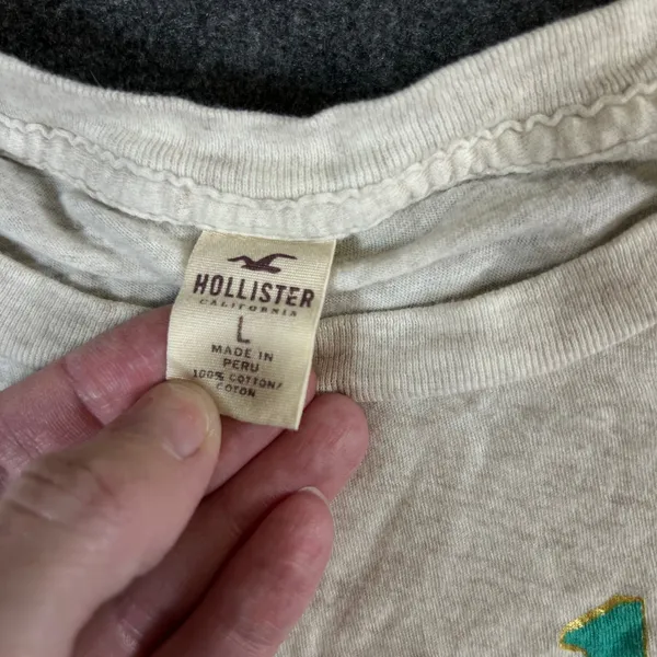 Hollister Womens Single All The Way Graphic Tee Oatmeal Heather Large Y2K VTG - Image 5