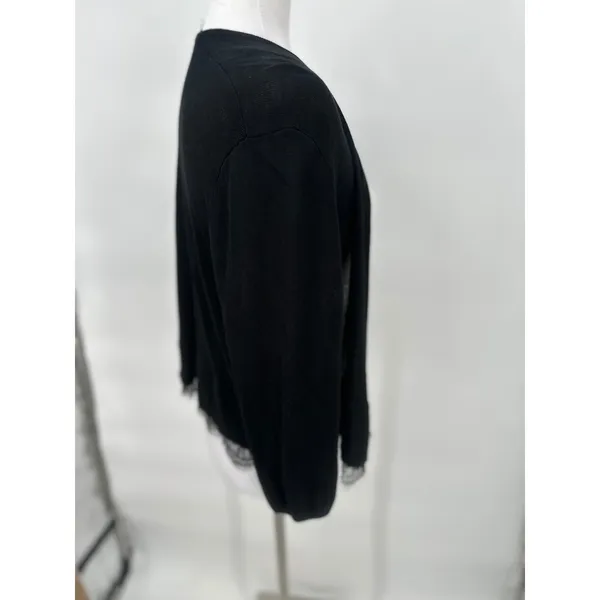Tommy Hilfiger‎ Cardigan Sweater Women XL Black Lace Career Lightweight Casual - Image 5