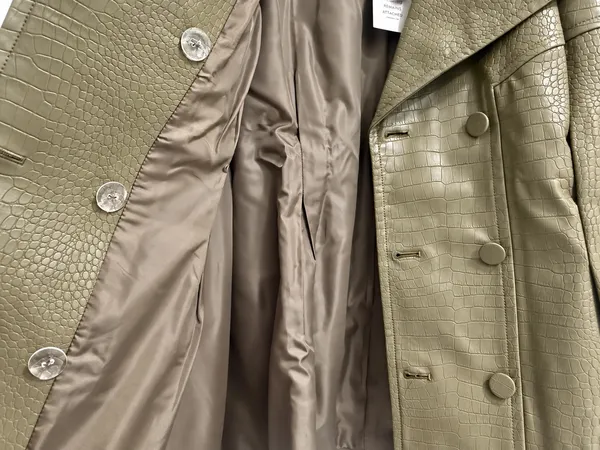 Eloquii Croc Faux Leather Jacket Olive - Image 3