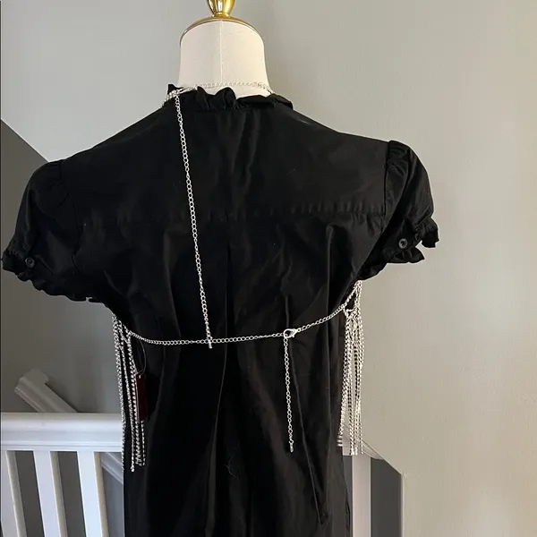 Silver Crystal Fringe Chainmail Crop Top - Image 4