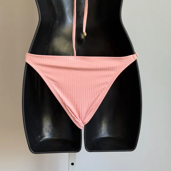 Ribbed Dainty‎ Beachy Pink Triangle Bikini Set Small Summer Swimwear - Image 6