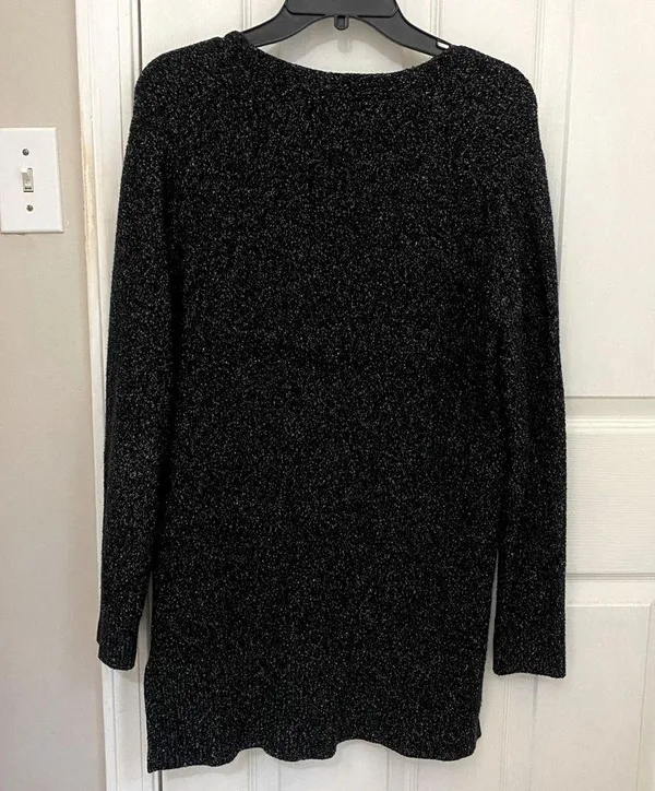 Oversized Wool Blend Buttoned Cardigan in Marled Black - Image 5