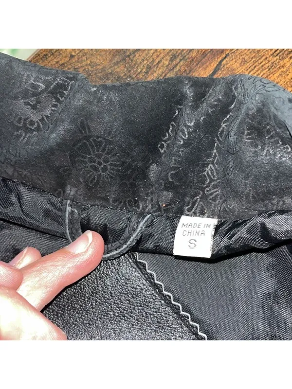 Vintage Suede Black Leather Western Mid-Length Coat Leather Jacket gorpcore - Image 13