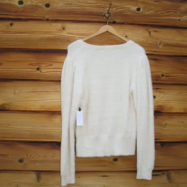 NWT Super Soft Ivory Size XL Fuzzy White Ivory Round Neck Knit Sweater Pullover - Image 6