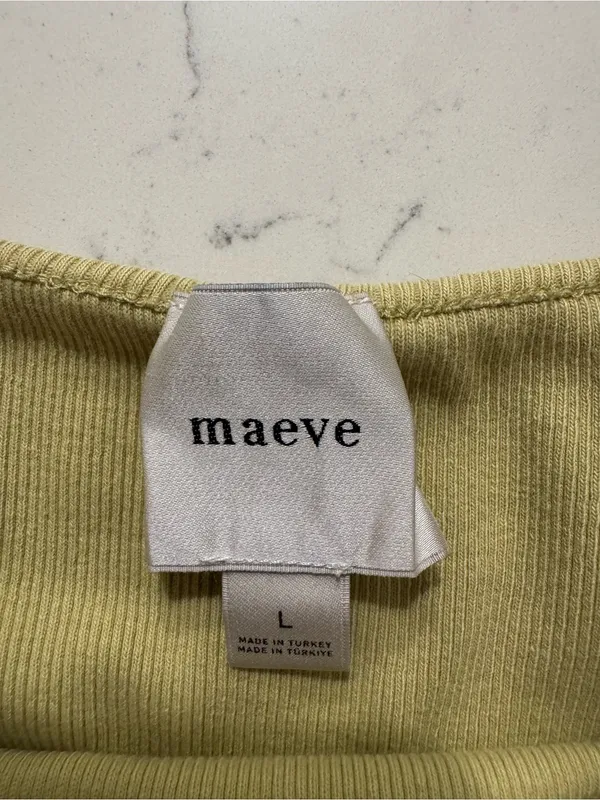 Maeve Anthropologie Ribbed Drop Waist Midi Dress Olive Green Cream Large - Image 8