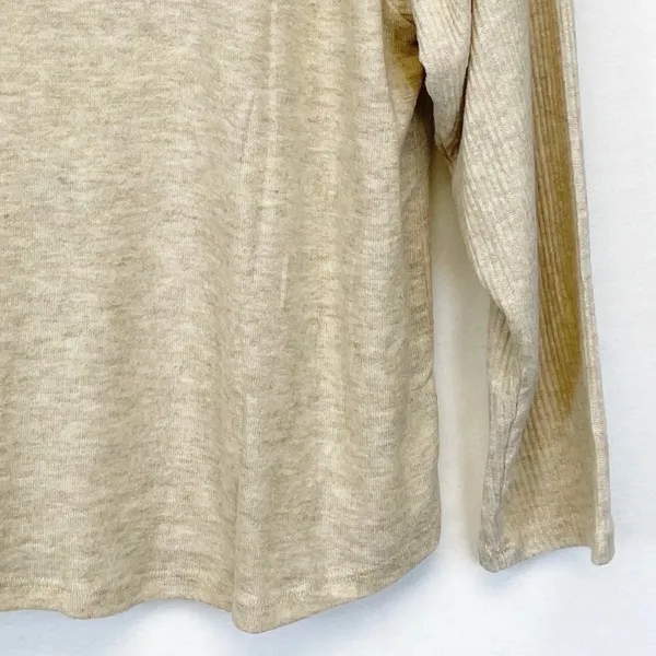 Lush Knit Top Sweater Womens Medium Turtleneck Oatmeal Minimalist Lagenlook Fall - Image 4