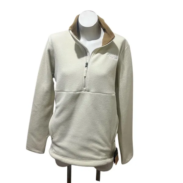 The North Face Womens Fleece Pullover 1/4 Zip Ivory Mock Neck Size L - Image 6