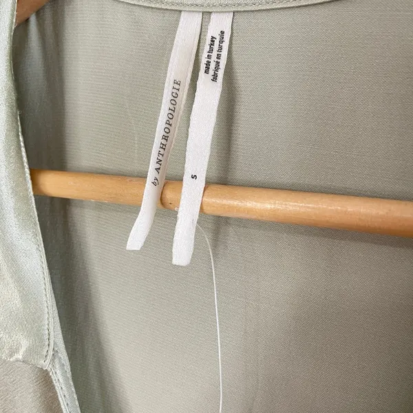 NWT‎ ANTHROPOLOGIE Iridescent Satin Wrap Top, Small, Metallic Sleeveless Ruched - Image 9