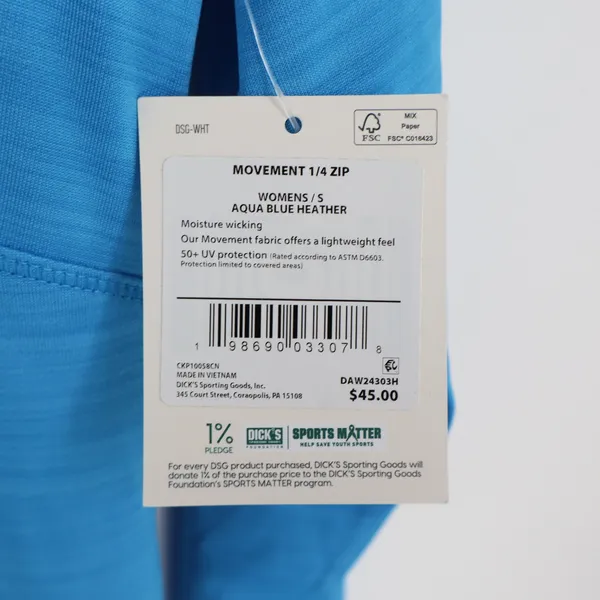 DSG Movement Womens S Aqua Blue Heather 1/4 Zip Pullover NEW - Image 5