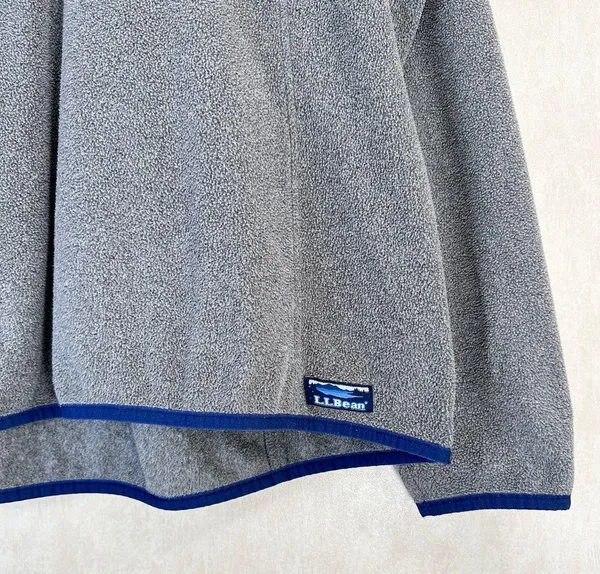 L.L. Bean 1/4 Zip Pullover Fleece Gray Outdoor Hiking Light Jacket Size XL - Image 6
