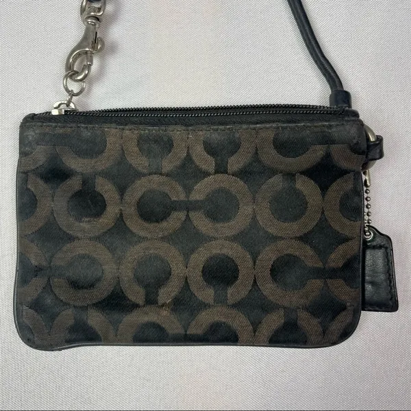 Coach Black Y2K‎ C Logo Leather Fabric Wristlet - Image 3