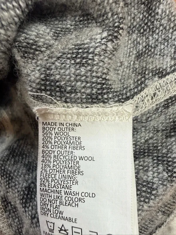 Prana Aya Gray Gravel Cable Knit Patchwork Wool Blend Sweater Large - Image 7
