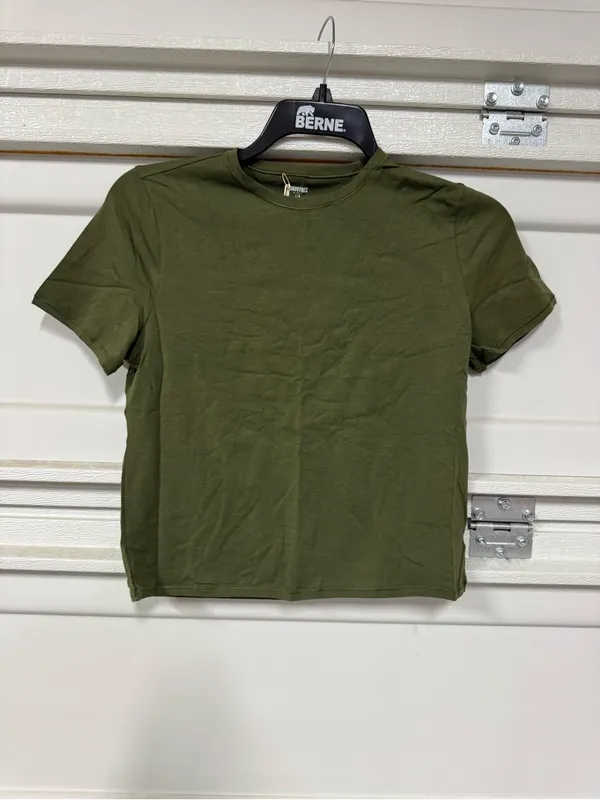 SMOOTHEZ By Aerie Cotton Blend BESTEES Short Sleeve Crew T-Shirt Green Large - Image 3