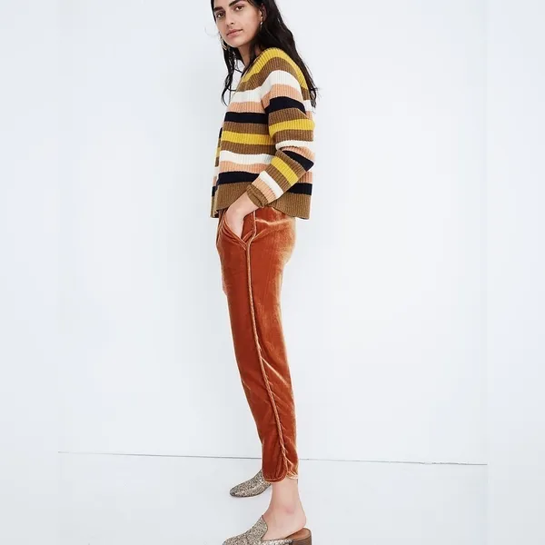 Madewell Track Pants‎ in Brown Velvet with Pockets - Image 7
