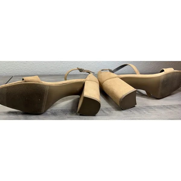 Worthington Faux Suede Ankle Strap Block Heel Sandals - Beige/Tan* 8.5 - Image 10