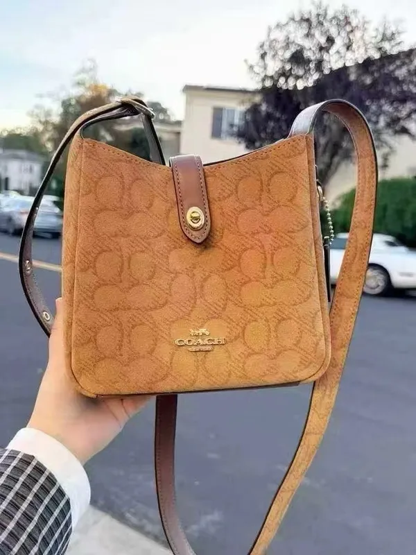 Coach Hadley Mini Crossbody Bag In Signature Suede CCE16, suede/Im/Caramel NWT - Image 5