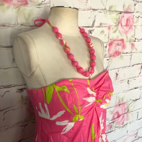 Lilly Pulitzer beaded halter neck pink print dress - Image 9