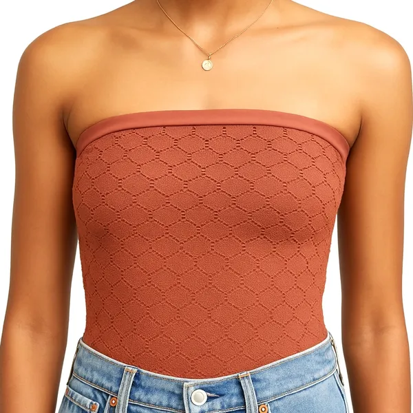 Free People Intimately Seamless Honey Coral Orange Textured Tube Top size M / L - Image 2