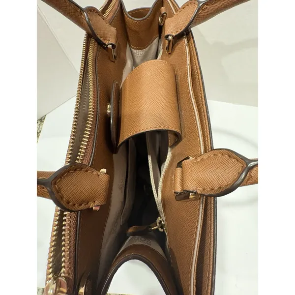 Michael Kors Leather Karla Small EW Top Handle Satchel Bag Crossbody Luggage - Image 5