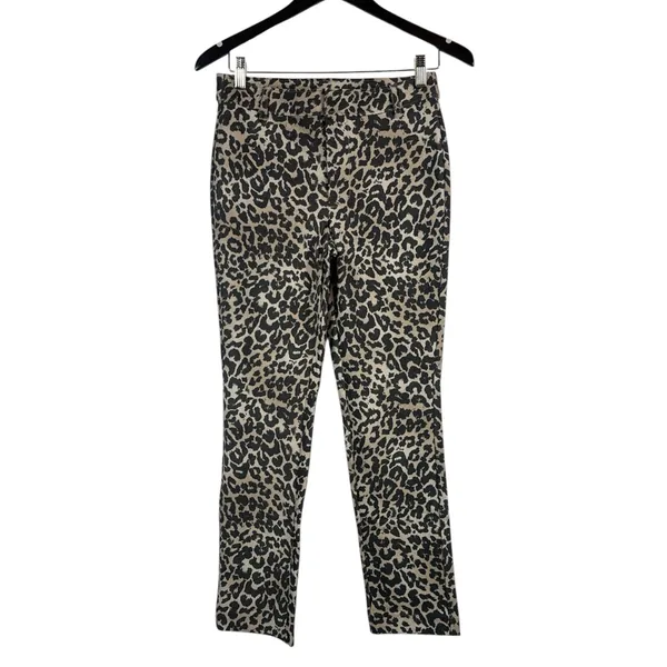 Free People Molly Animal Print Slim Fit Straight Leg Mid Rise Pants Size 4 NWT - Image 2