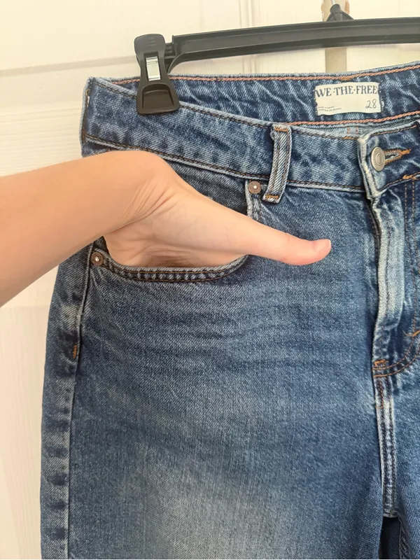 Free People Barrel Leg Baggy Oversized Jeans Medium Blue Wash Size 28 - Image 4