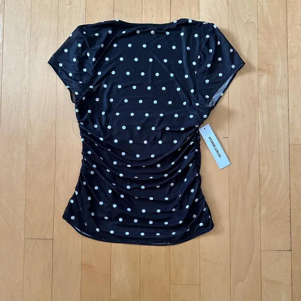 Princess Polly Attraction polka dot cap sleeve mesh top - Image 3