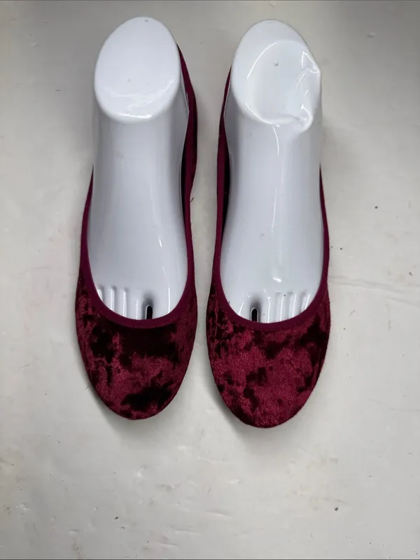 City Streets Women's Velvet Ballet Flats Burgundy casual work holiday comfort 9 - Image 3