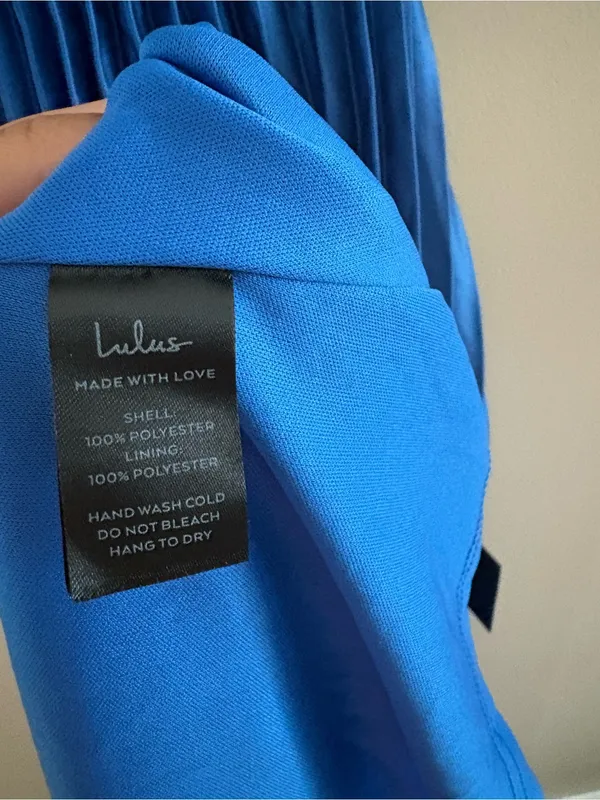 Lulus Aerin Blue Satin Pleated Cutout Midi Dress Size Medium Sleeveless Cocktail - Image 12