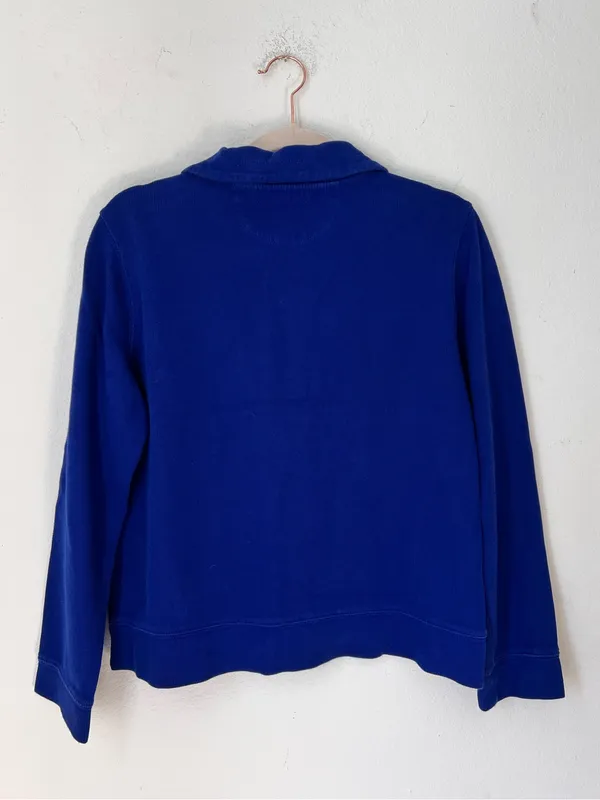 Lauren Ralph Lauren Blue Cable Knit Sweater Women's M 100% Cotton Logo Preppy - Image 4