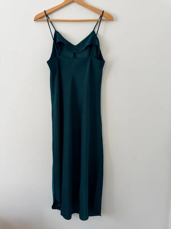 Vintage Claudel Emerald Green Midi Slip Dress - Image 8