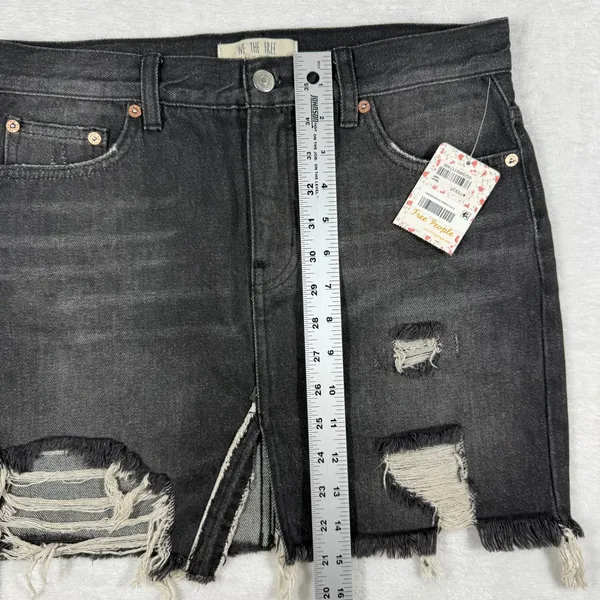 Free People We The Free Black Distressed Denim Mini Skirt OB767147‎ Mens Size 26 - Image 4