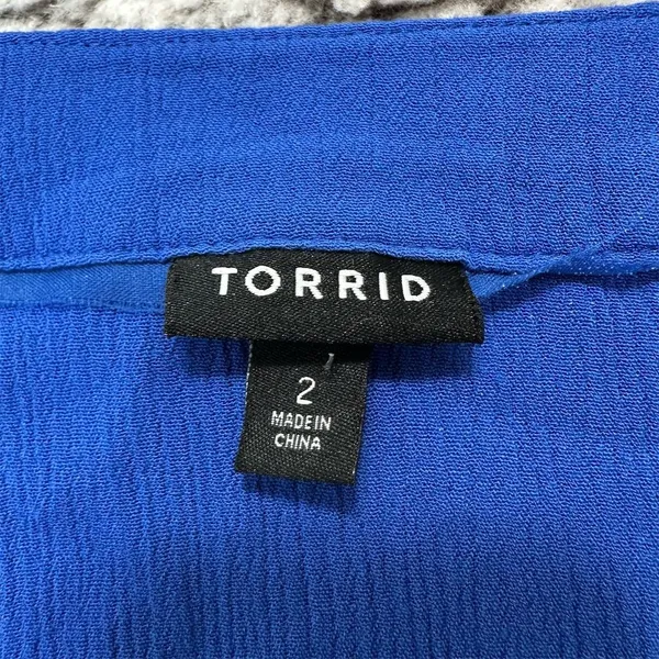 Torrid 2X Blue Lace-Up Crinkle‎ Gauze Blouse Top Minimalist Coastal Boho Resort - Image 4