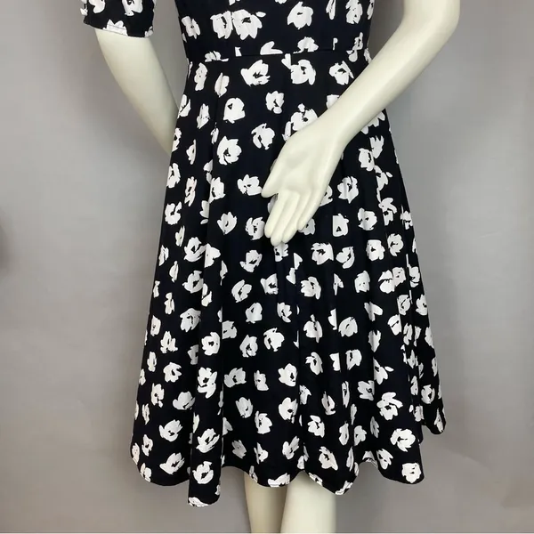 Vintage‎ Dress Floral Party Puffed Sleeves 1980s Flared Skirt Princess Seams - Image 7