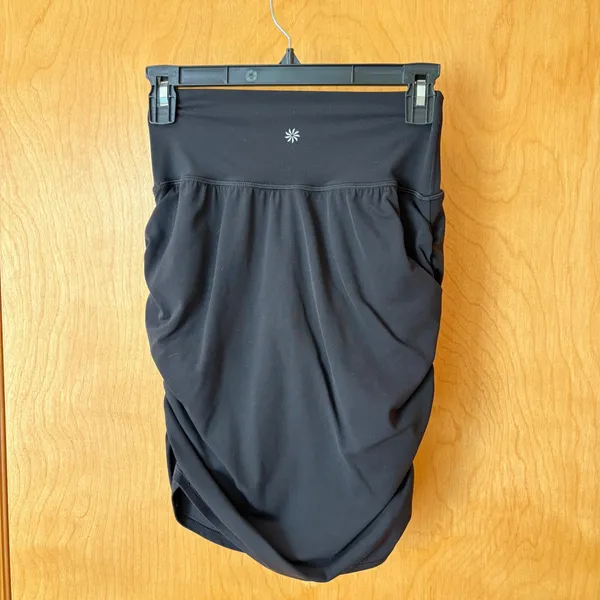 Athleta Transcend Skort Women Small Black Ruched Draped Athletic Skirt - Image 2