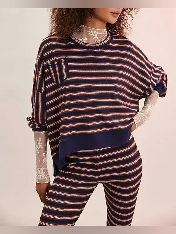NWT Free People FP Intimately Make It Happen Pullover - brown / navy - XS - Image 3