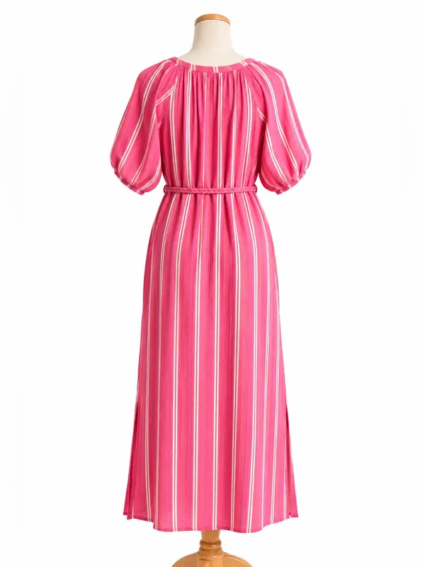 Marine Layer Pink Striped Cotton Maxi Dress XL Belted Boho Coastal‎ - Image 2