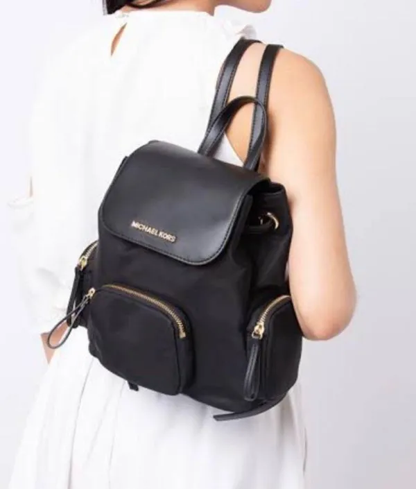 Michael Kors Abbey Large Nylon Backpack, Black New w/Tag Retail $398 - Image 2