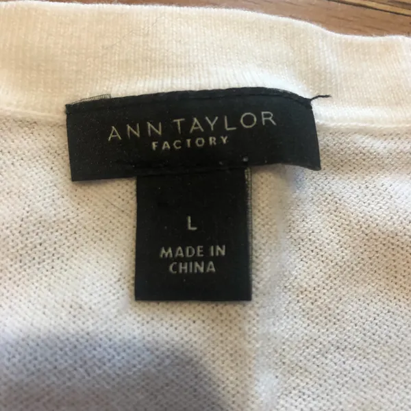 Ann Taylor Factory Cardigan Ivory 100% Cotton - Image 6