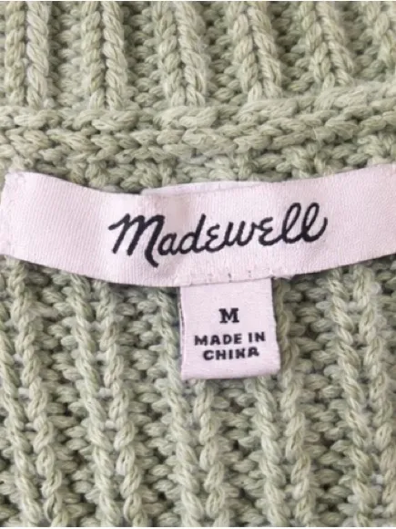 Madewell Sage Green Chunky Knit Sweater Tank Sleeveless Cotton Blend Women’s - Image 5