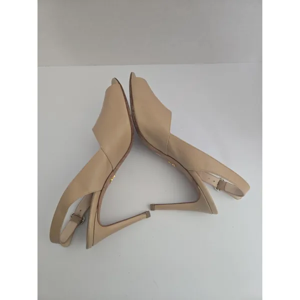 PRADA Womens High Heel Pumps Shoes Beige leather slingback Size EU 38.5 US 8.5 - Image 8