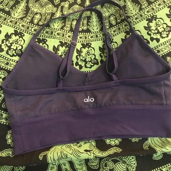 ALO SPORTS BRA small blue turquoise feathers - Image 3