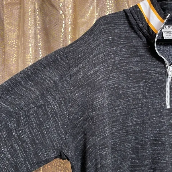 PINK Victoria’s Secret dark gray/white/yellow logo pullover, size L, NWOT - Image 8