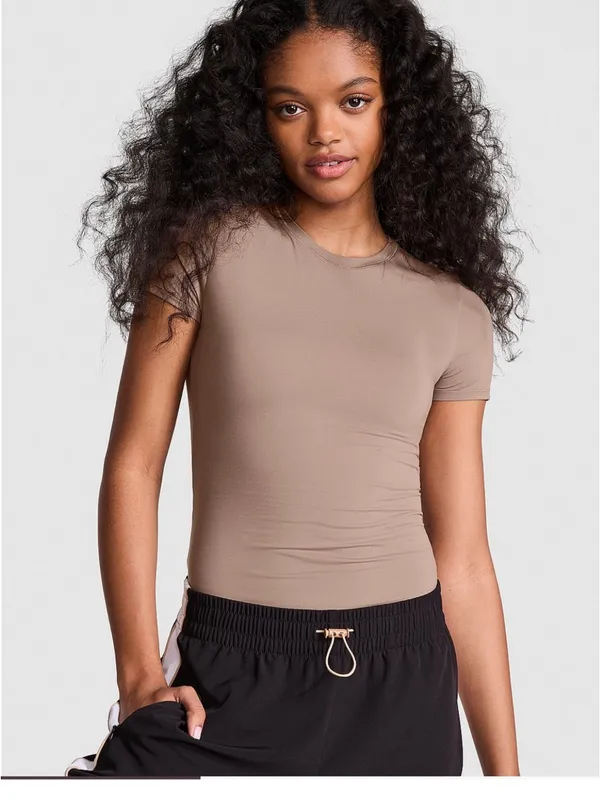 Victoria's Secret pink base stretch Brown shirt - Image 4