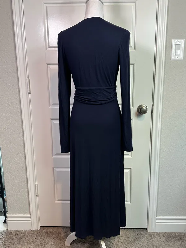 Boden Women’s Classic Jersey Knit Faux Wrap V-Neck Maxi Dress Navy Blue Size 6R - Image 5