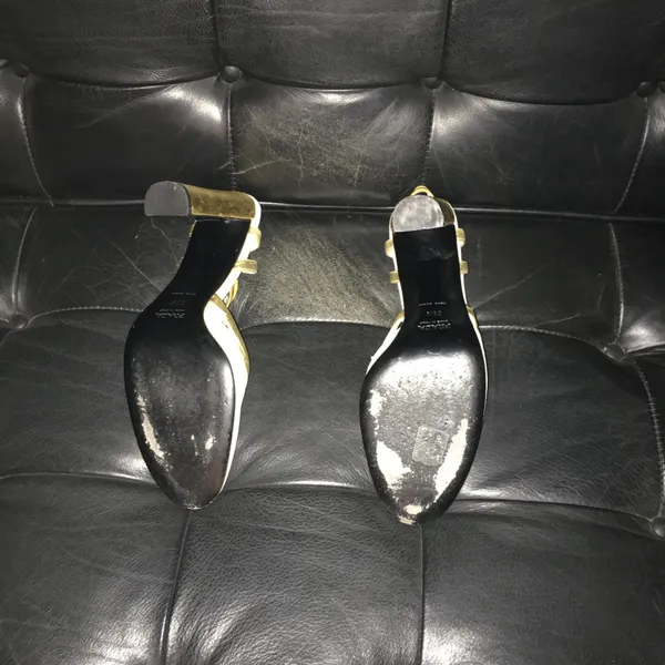 Prada Gold and Cream Slingback Heels - Image 8