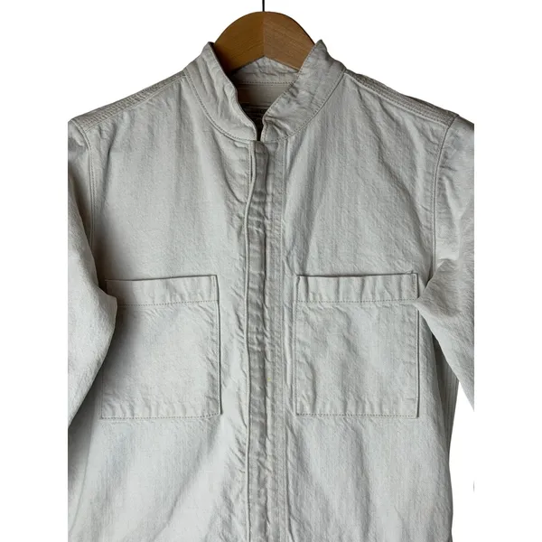 Current Elliott The Richland Coveralls Women Medium Ivory Denim Jumpsuit Utility - Image 5