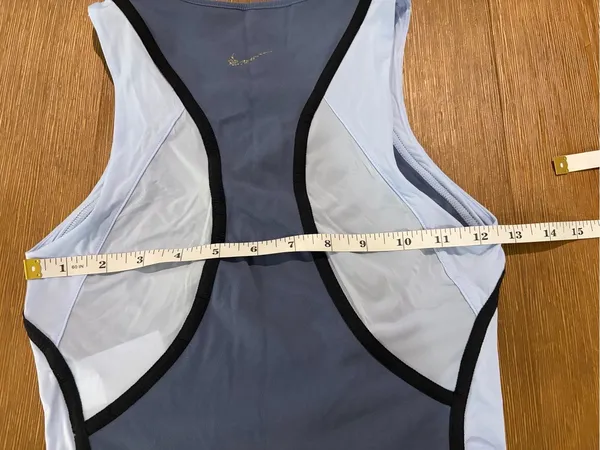 Nike Yoga Dri-FIT Crop Tank Top Blue Gray White Black Trim Athletic XS - Image 4